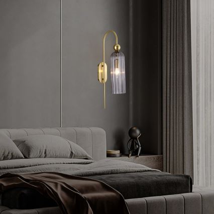 Nástenné svietidlo PIEGA 1xE14/40W/230V mosadz/dymová čierna