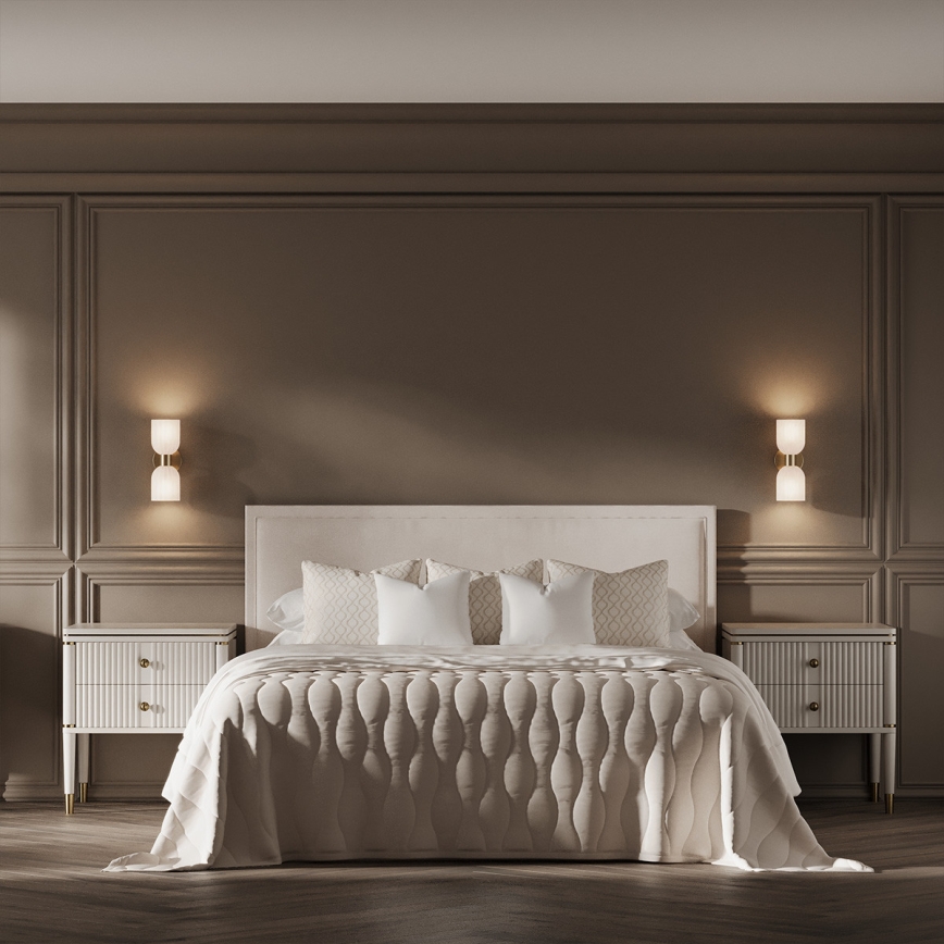 Nástenné svietidlo PIEGA 2xE14/10W/230V mosadz/biela