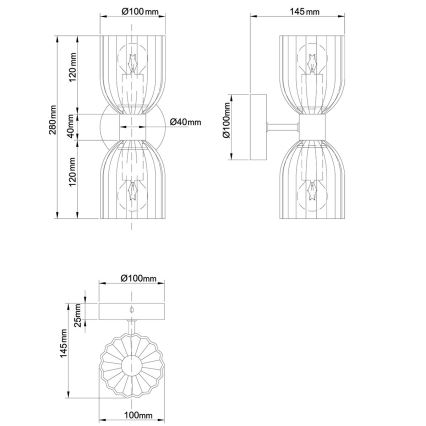 Nástenné svietidlo PIEGA 2xE14/10W/230V mosadz/biela