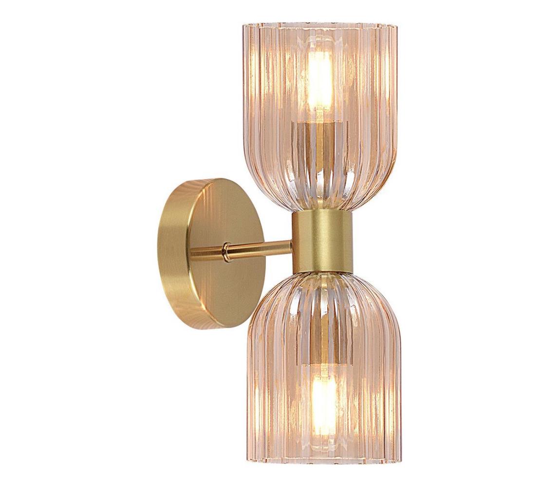 Light Prestige Nástenné svietidlo PIEGA 2xE14/10W/230V mosadz/dymová béžová LP-939/2W amber
