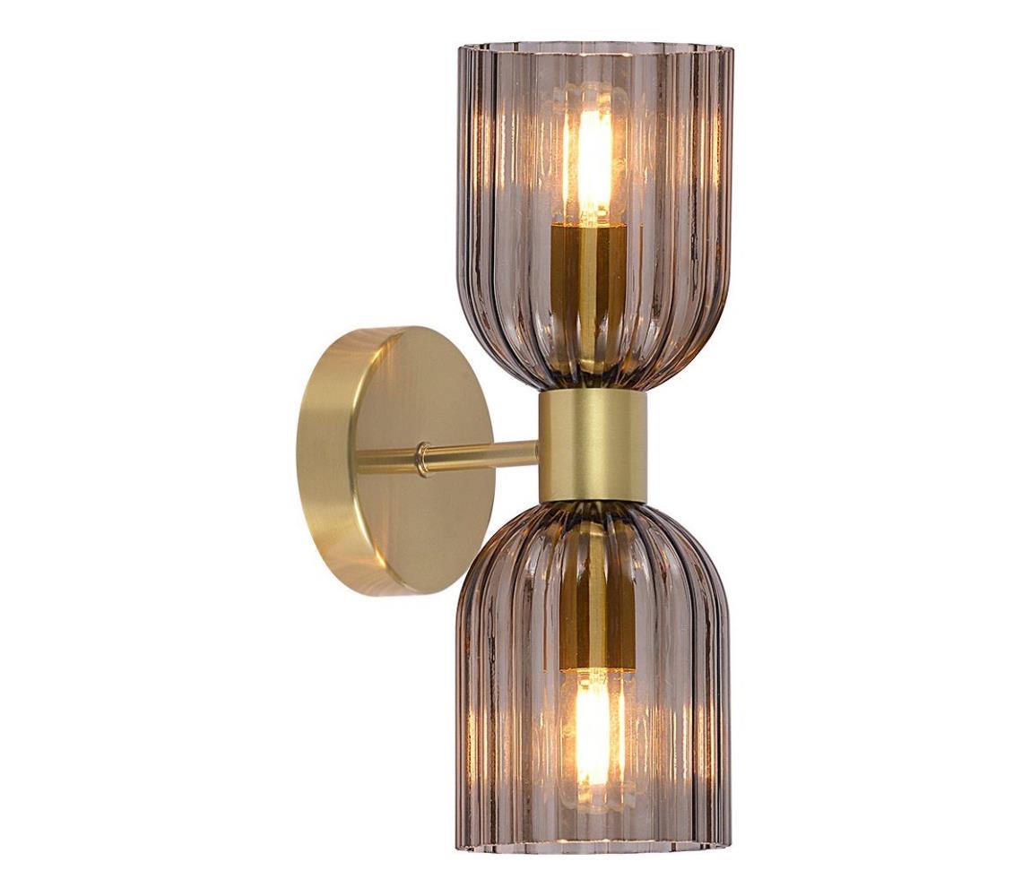 Light Prestige Nástenné svietidlo PIEGA 2xE14/10W/230V mosadz/dymovo čierna LP-939/2W smoked