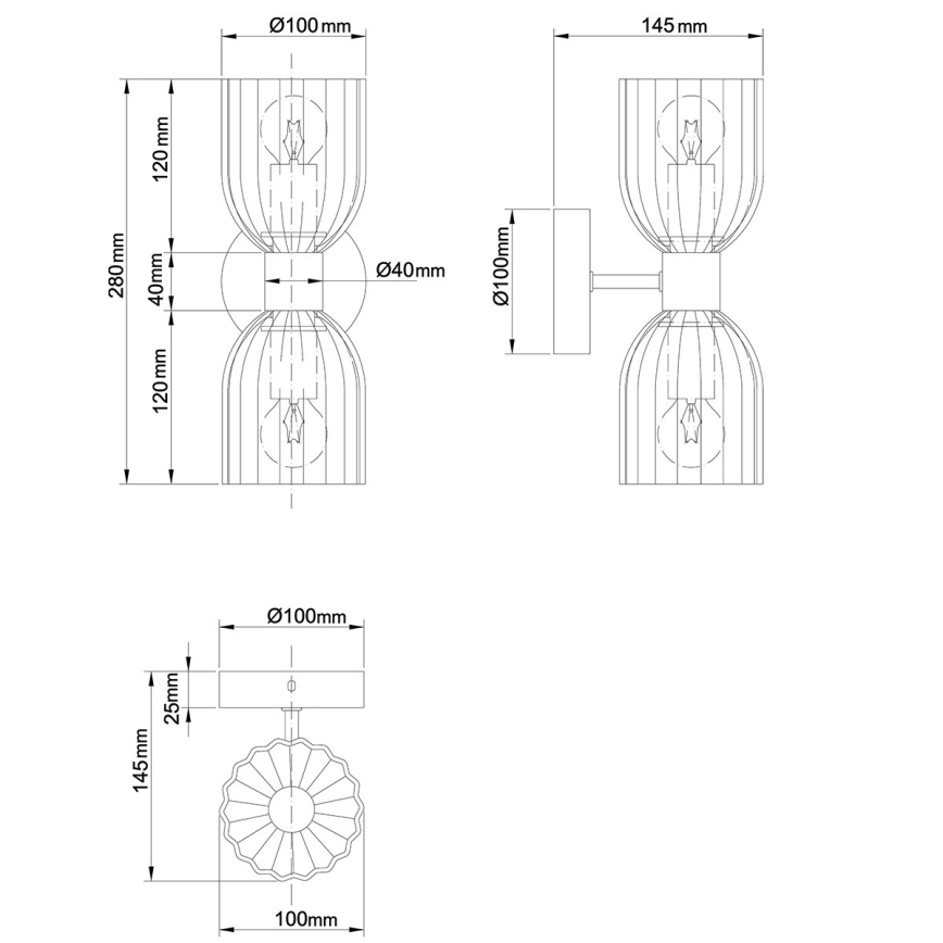 Nástenné svietidlo PIEGA 2xE14/10W/230V mosadz/dymovo čierna