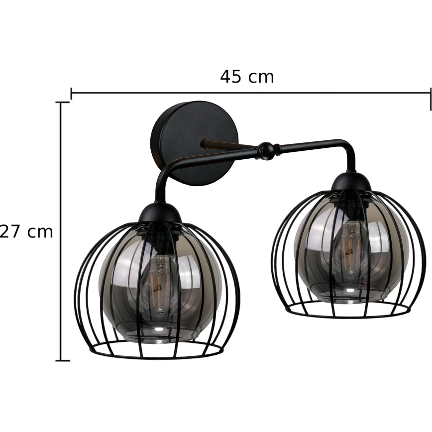 Nástenné svietidlo SOLO BLACK 2xE27/60W/230V čierna/zlatá