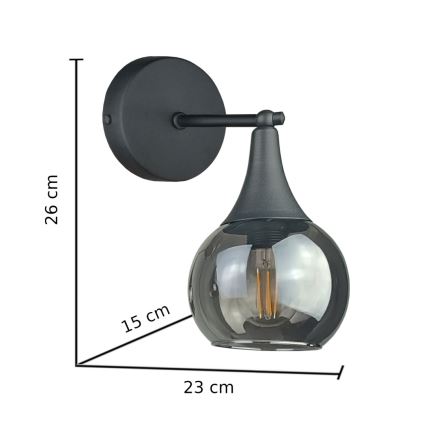 Nástenné svietidlo STAR 1xE27/60W/230V čierna/dymová čierna