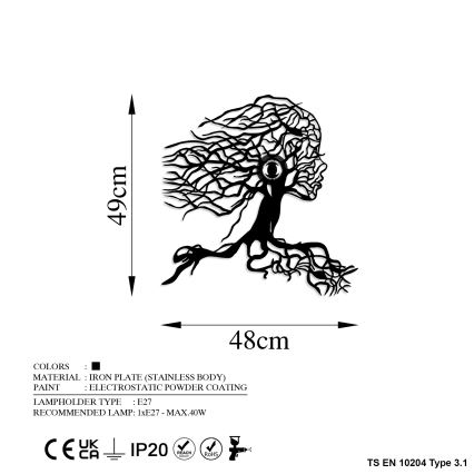 Nástenné svietidlo TREE WOMAN 1xE27/40W/230V čierne