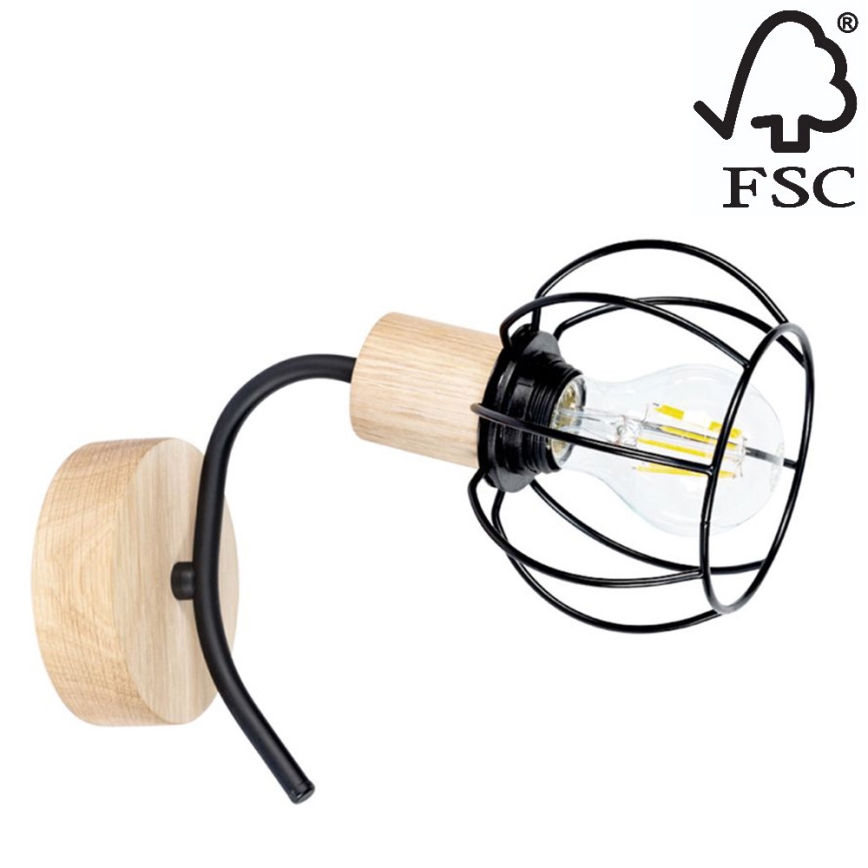 Nástenné svietidlo VIVIANE 1xE27/60W/230V dub – FSC certifikované