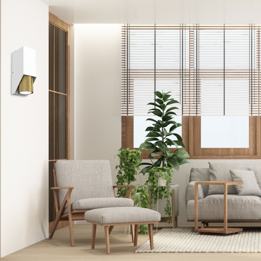 Nástenné svietidlo WALL 1xGU10/8W/230V biela/mosadz