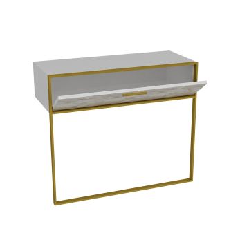 Nástenný stolík POLKA 76,8x90 cm zlatá/biela