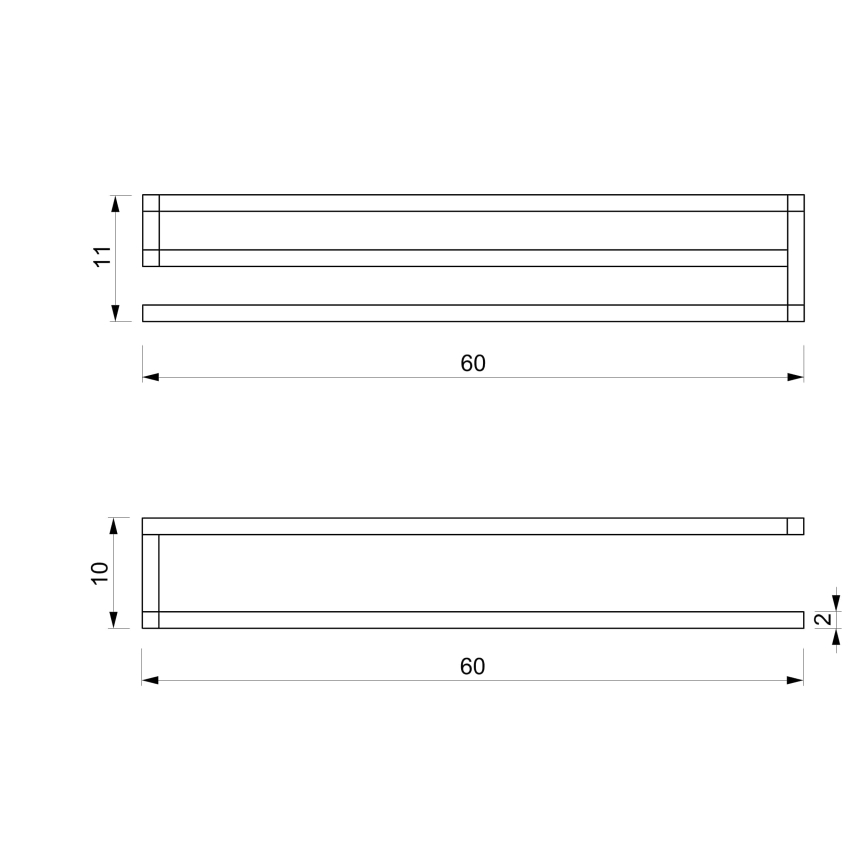 Nástenný vešiak na uteráky 10x60 cm biela