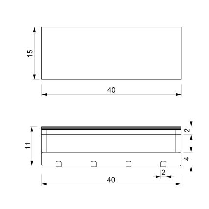 Nástenný vešiak na uteráky s poličkou 10x40 cm čierna