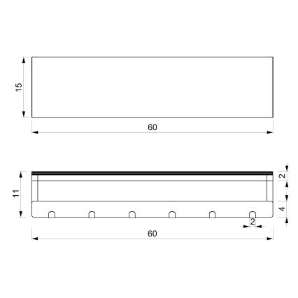 Nástenný vešiak na uteráky s poličkou 10x60 cm biela