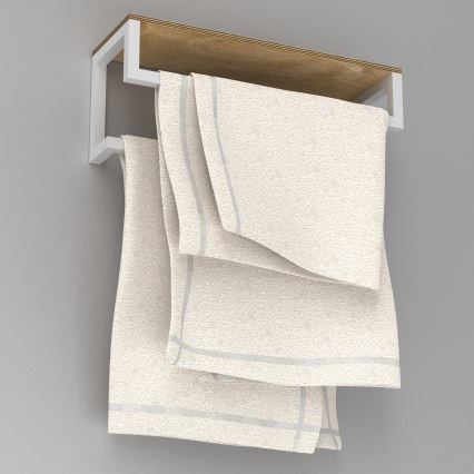 Nástenný vešiak na uteráky s poličkou 14x40 cm biela