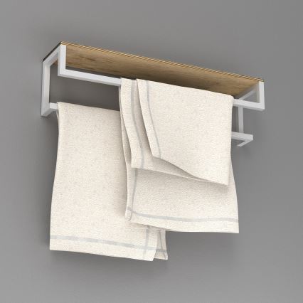 Nástenný vešiak na uteráky s poličkou 14x60 cm biela