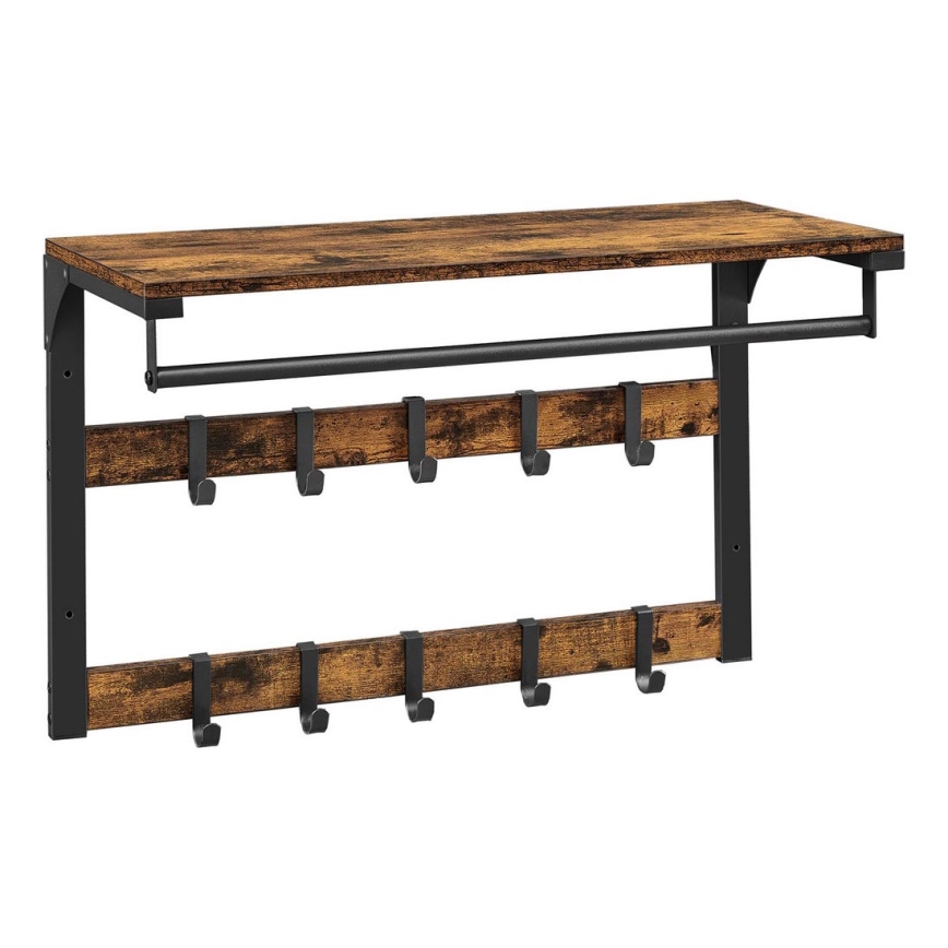 Nástenný vešiak s policou NATE hnedá/čierna