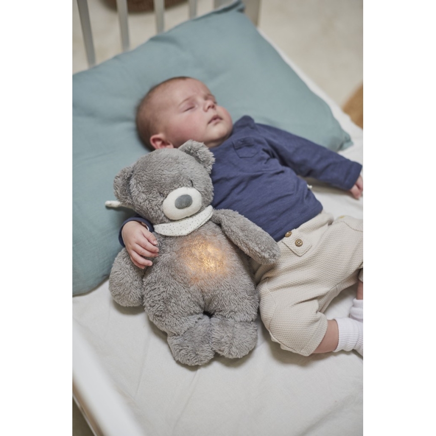 Nattou - Uspávadlo s melódiou a svetlom SLEEPY BEAR 4v1 šedá