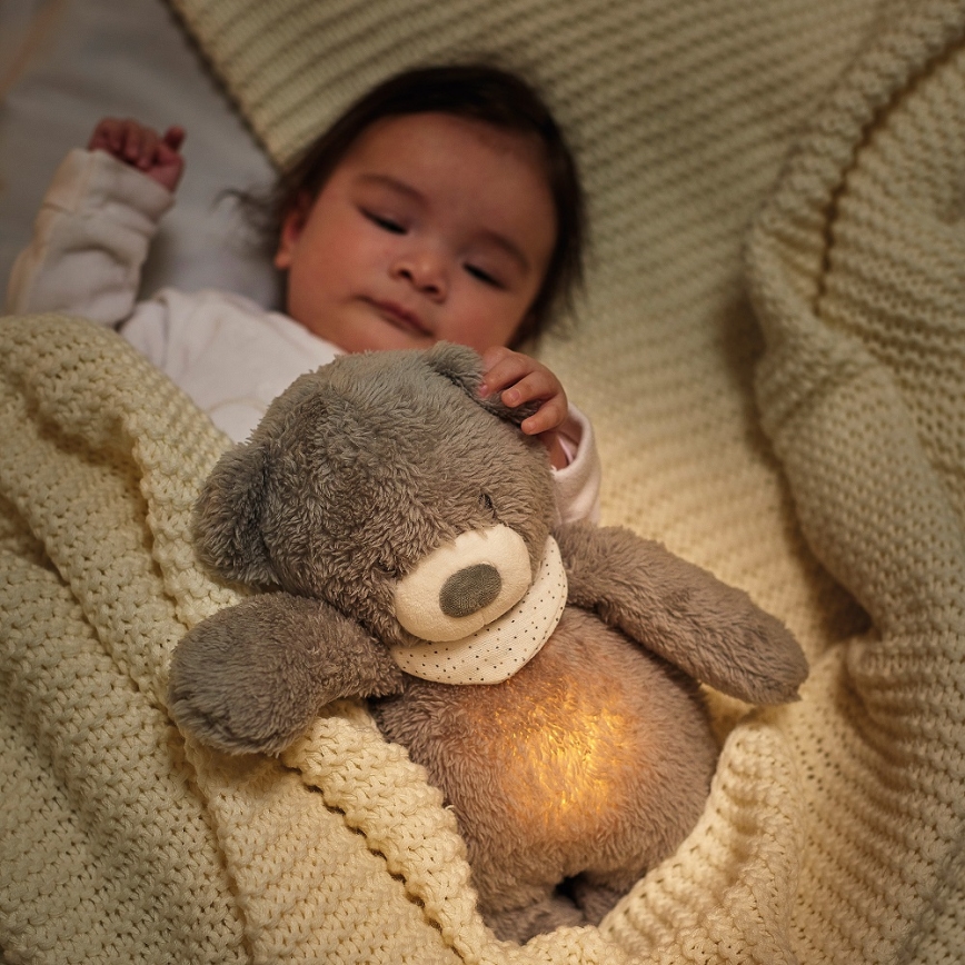 Nattou - Uspávadlo s melódiou a svetlom SLEEPY BEAR 4v1 šedá