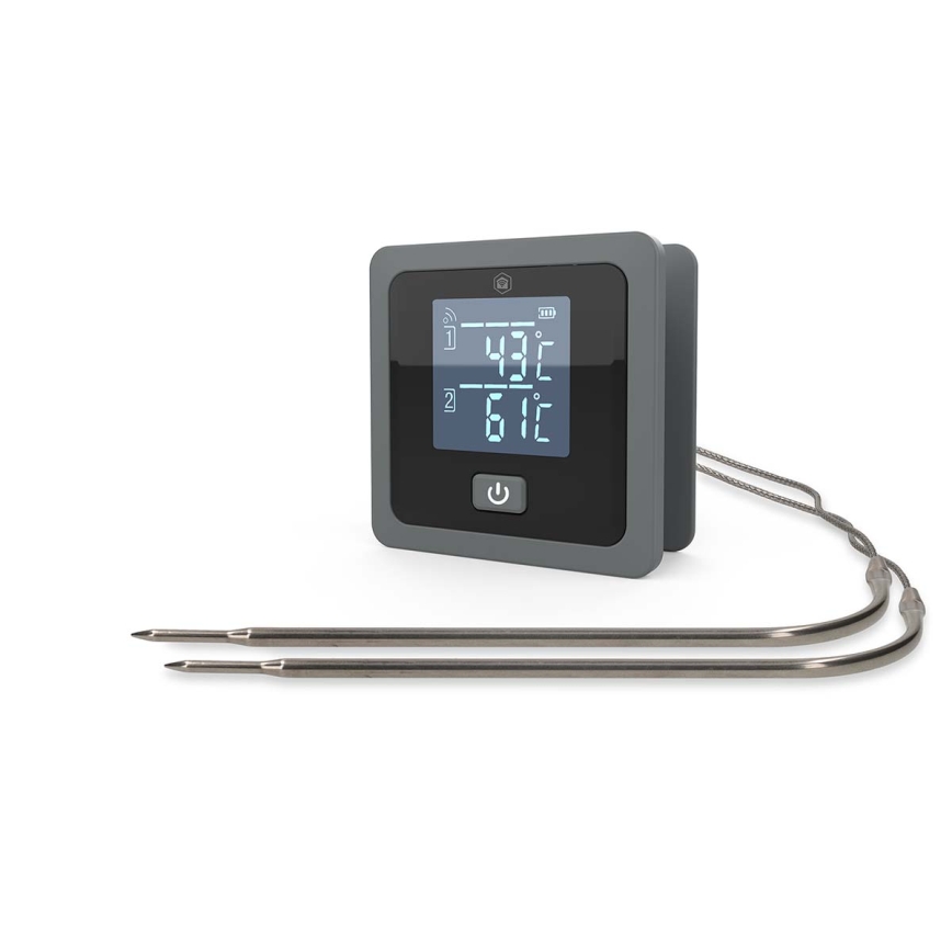 Inteligentný digitálny teplomer na mäso SmartLife s LCD displejom, rozsah 0–300 °C, napájanie 2× AAA
