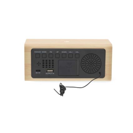 Drevený digitálny budík s LED displejom a teplomerom 5V/1xCR2032