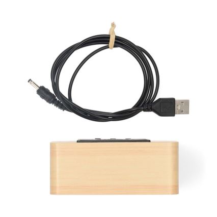 Digitálny budík s LED displejom a teplomerom 5V/3xAAA drevo