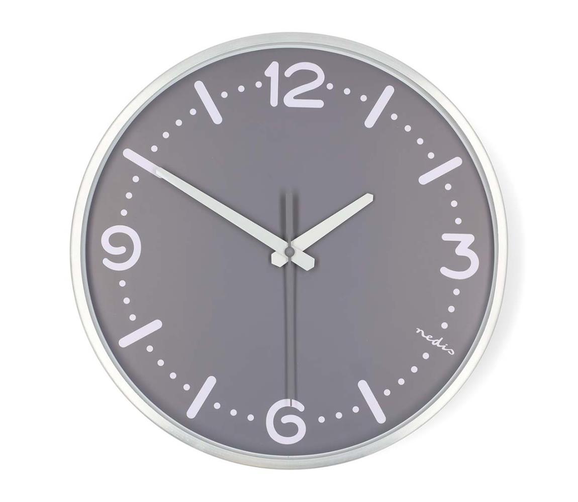 CLWA3226SS - Nástenné hodiny, priemer 30,5 cm, 1× AA, matný chróm CLWA3226SS