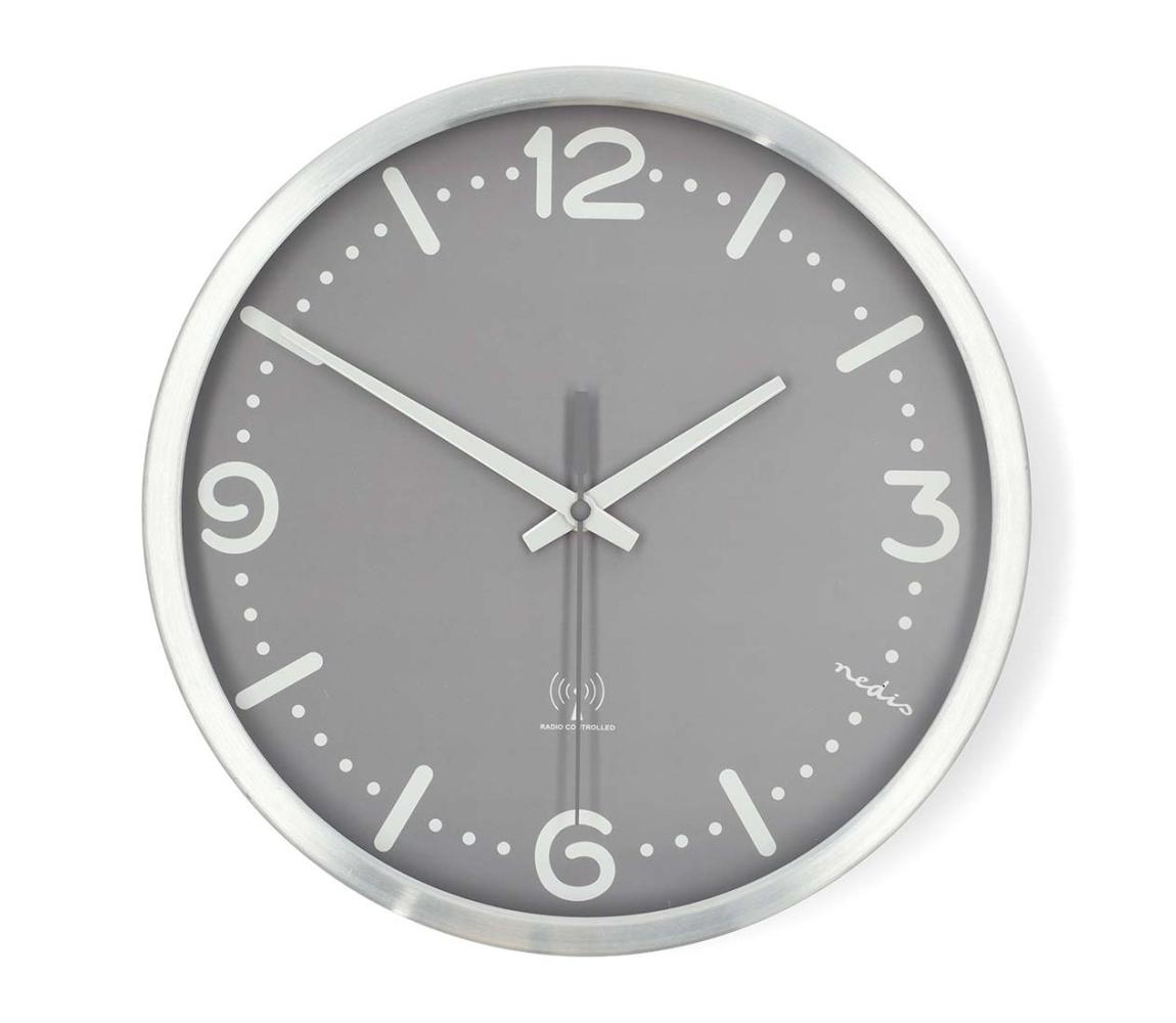 CLWA7226SS - Nástenné hodiny, priemer 30,5 cm, 1xAA, matný chróm/sivá CLWA7226SS