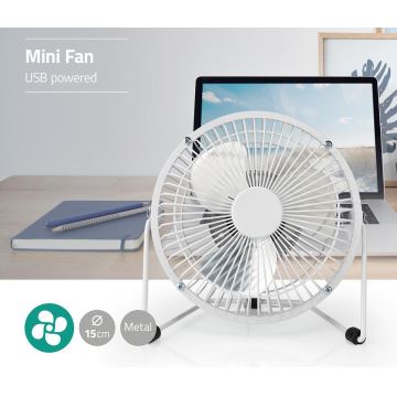 Stolný ventilátor 3W/USB 15 cm biela