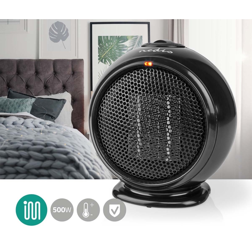 Ventilátor s keramickým vykurovacím telesom 500W/230V čierna