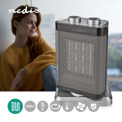 Ventilátor s keramickým vykurovacím telesom 1000/1500W/230V strieborná