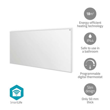 Infračervený vykurovací panel 700W/230V 120x62 cm IP44 Wi-Fi Tuya + diaľkové ovládanie