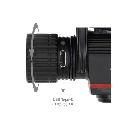 LED stmievateľná nabíjateľná hliníková čelovka LED/10W/5V 2200 mAh IPX8 čierna