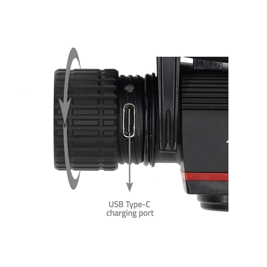 LED stmievateľná nabíjateľná hliníková čelovka LED/10W/5V 2200 mAh IPX8 čierna