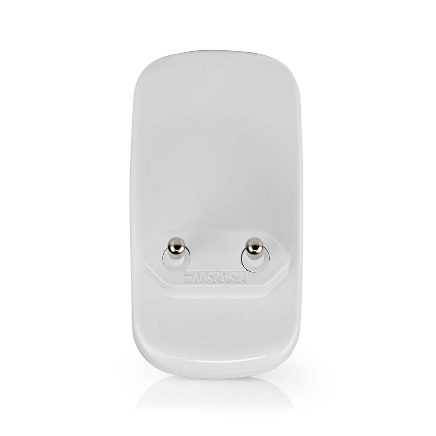 LED Orientačné svietidlo so senzorom pohybu a súmraku do zásuvky LED/0,55W/230V biela