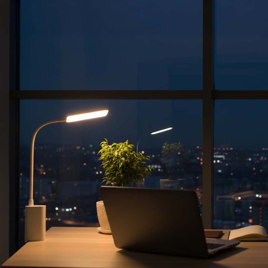 LED stmievateľná nabíjateľná dotyková flexibilná stolná lampa so svorkou LED/5W/1200 mAh biela