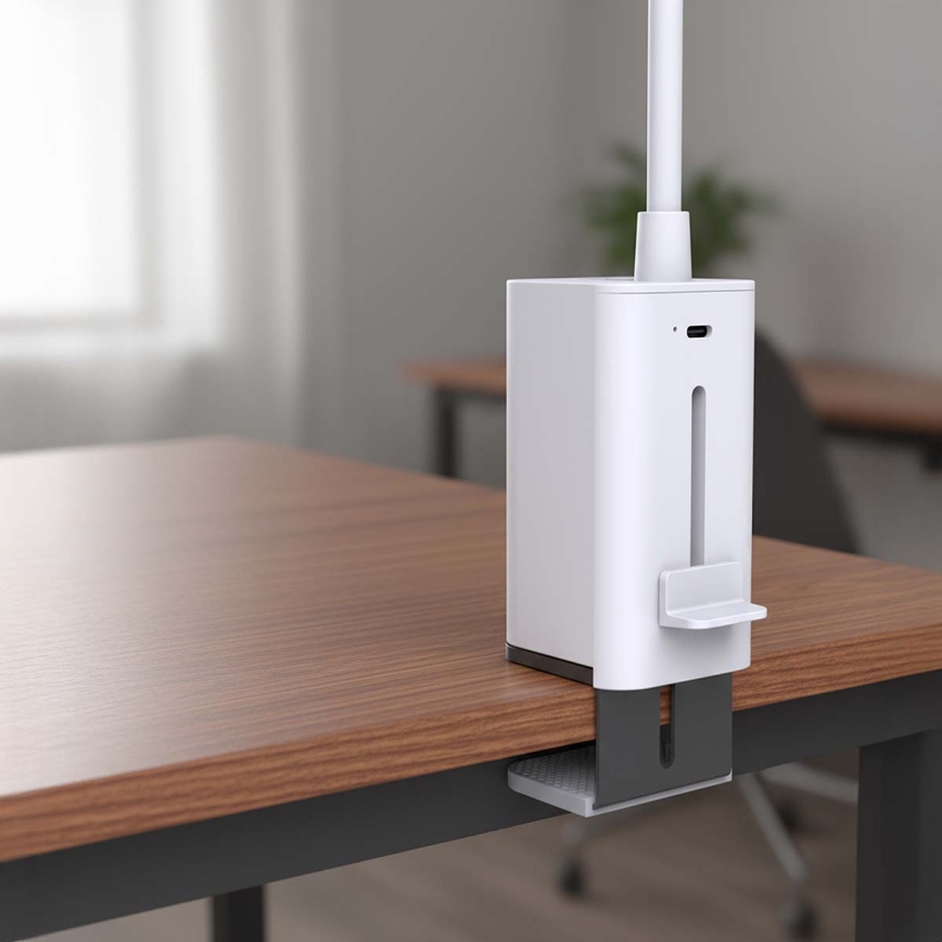 LED stmievateľná nabíjateľná dotyková flexibilná stolná lampa so svorkou LED/5W/1200 mAh biela