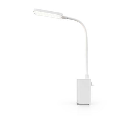 LED stmievateľná nabíjateľná dotyková flexibilná stolná lampa so svorkou LED/5W/1200 mAh biela
