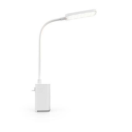 LED stmievateľná nabíjateľná dotyková flexibilná stolná lampa so svorkou LED/5W/1200 mAh biela