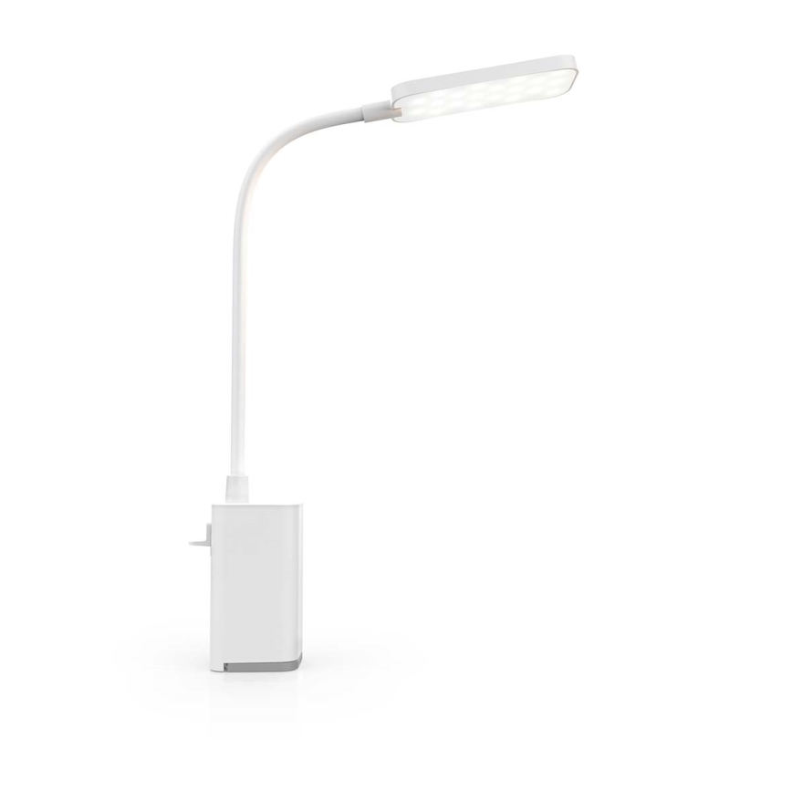 LED stmievateľná nabíjateľná dotyková flexibilná stolná lampa so svorkou LED/5W/1200 mAh biela