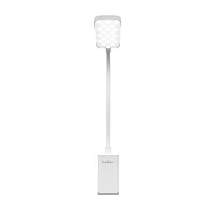 LED stmievateľná nabíjateľná dotyková flexibilná stolná lampa so svorkou LED/5W/1200 mAh biela