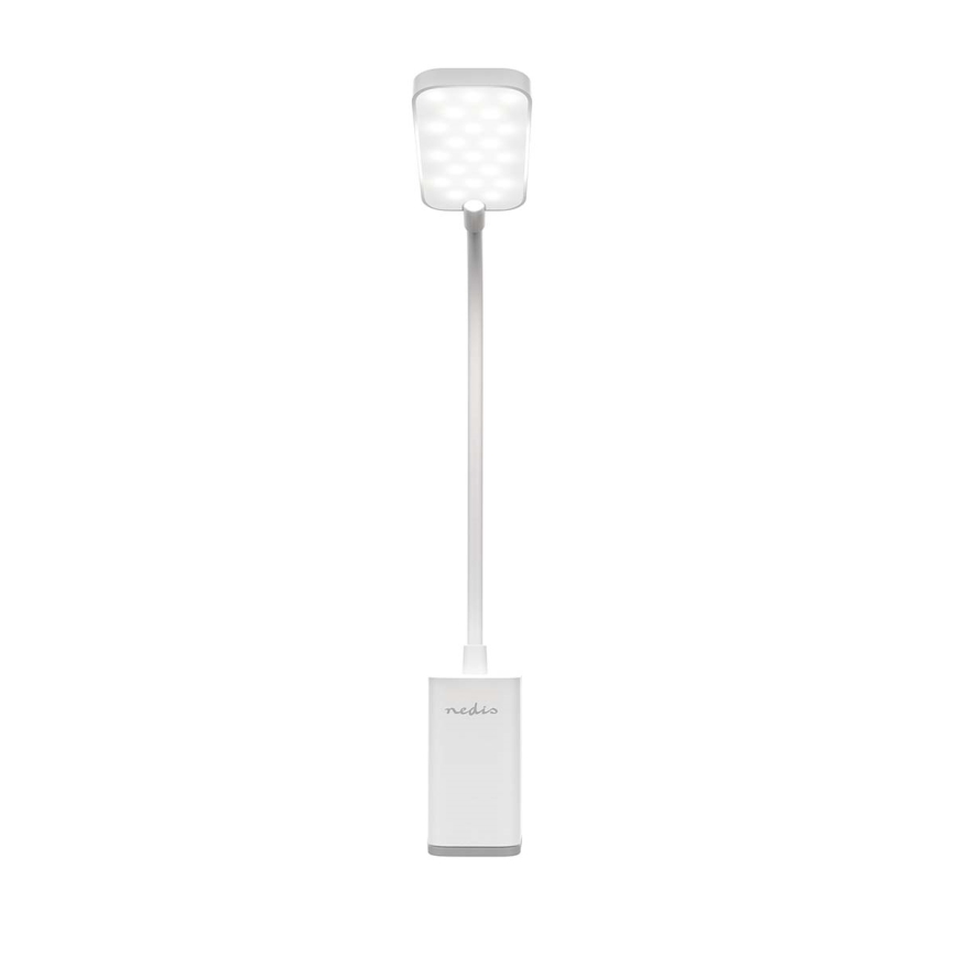 LED stmievateľná nabíjateľná dotyková flexibilná stolná lampa so svorkou LED/5W/1200 mAh biela