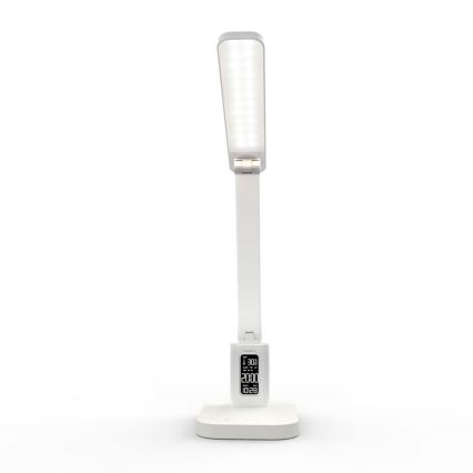 LED Stmievateľná nabíjacia dotyková stolová lampa s displejom LED/7,5W/1200 mAh 3000/4000/5700K CRI 90 biela