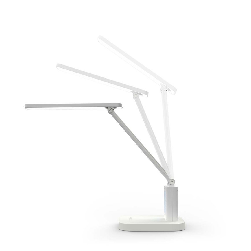 LED Stmievateľná nabíjacia dotyková stolová lampa s displejom LED/7,5W/1200 mAh 3000/4000/5700K CRI 90 biela
