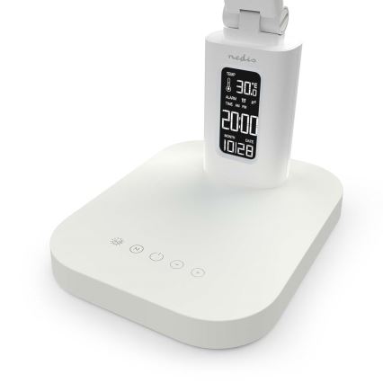 LED Stmievateľná nabíjacia dotyková stolová lampa s displejom LED/7,5W/1200 mAh 3000/4000/5700K CRI 90 biela