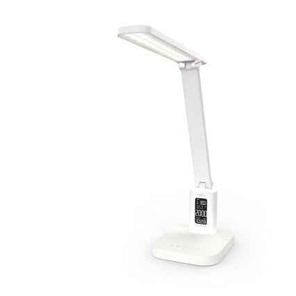 LED Stmievateľná nabíjacia dotyková stolová lampa s displejom LED/7,5W/1200 mAh 3000/4000/5700K CRI 90 biela