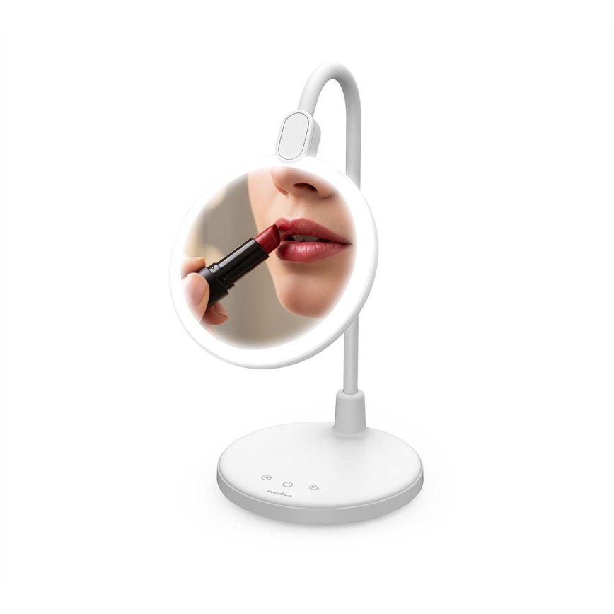 LED stmievateľná nabíjateľná dotyková lampa so zrkadlom LED/6W/1200 mAh 3000/4000/5700K CRI 90 biela