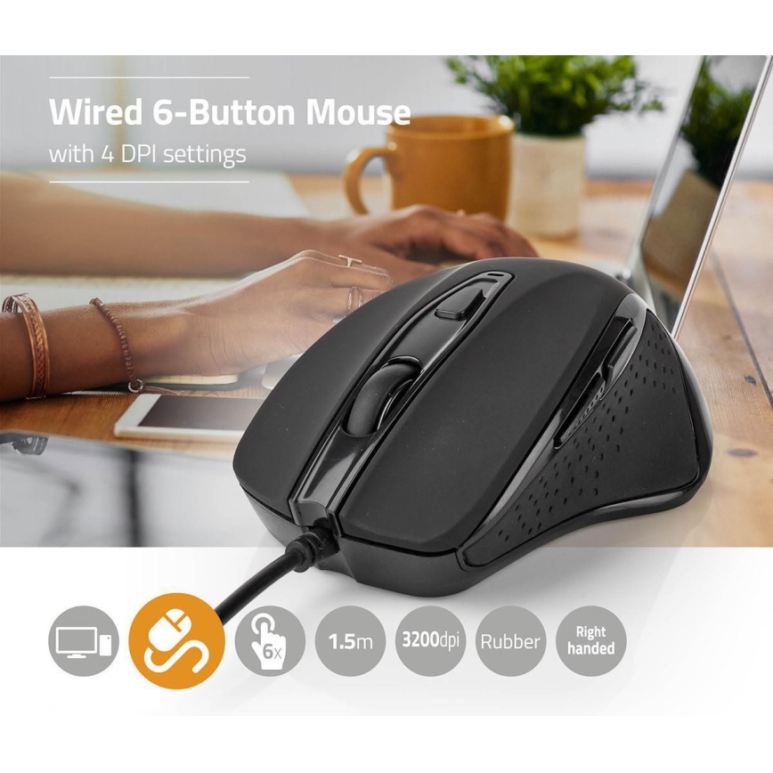 Herná myš 800/1200/2400/3200 DPI čierna