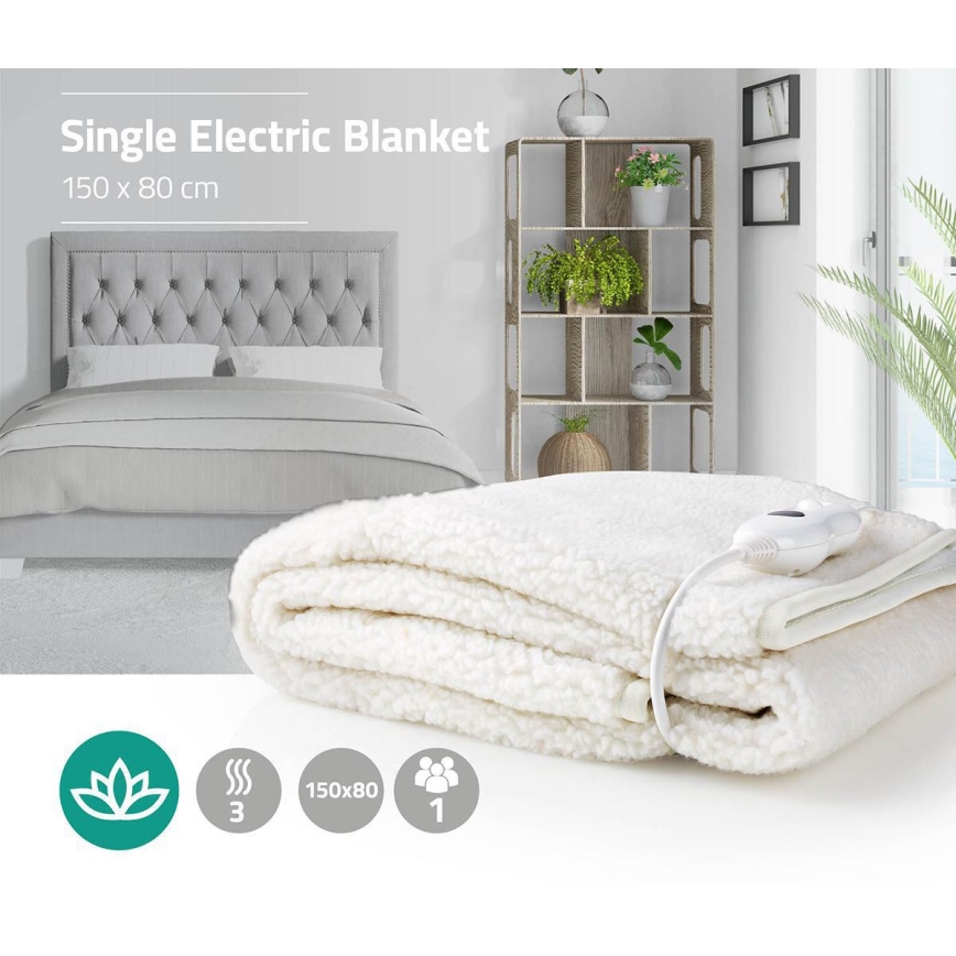 Elektrická vyhrievacia deka 60W/230V 150x80 cm vlna