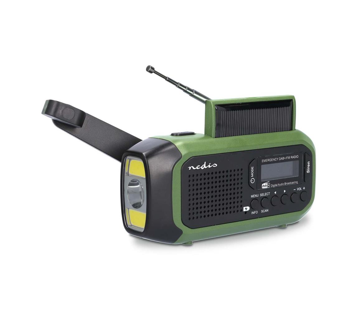 RDDBCR2000GN - rádio DAB+/FM s kľukou, solárnym panelom a LED osvetlením, 5V/2500 mAh RDDBCR2000GN