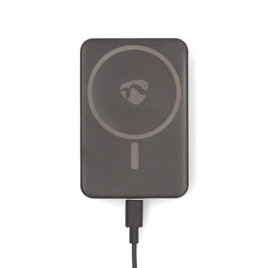 Powerbanka 2v1 magnetická s bezdrôtovým nabíjaním MagSafe 5000 mAh čierna