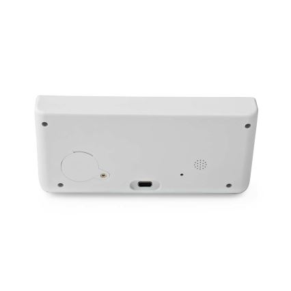 Budík s LCD displejom a bezdrôtovú nabíjačkou 15W/5V + 1xCR2032 biela
