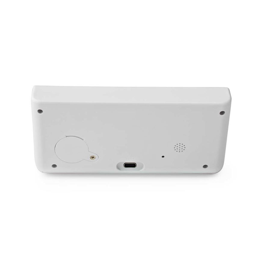 Budík s LCD displejom a bezdrôtovú nabíjačkou 15W/5V + 1xCR2032 biela